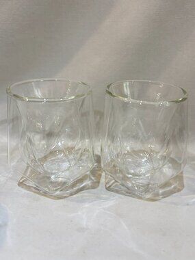 Pair of Viski Glass Double Walled Aerating Whiskey Taster Snifter
